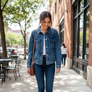 Free People Dark Blue Jean Jacket